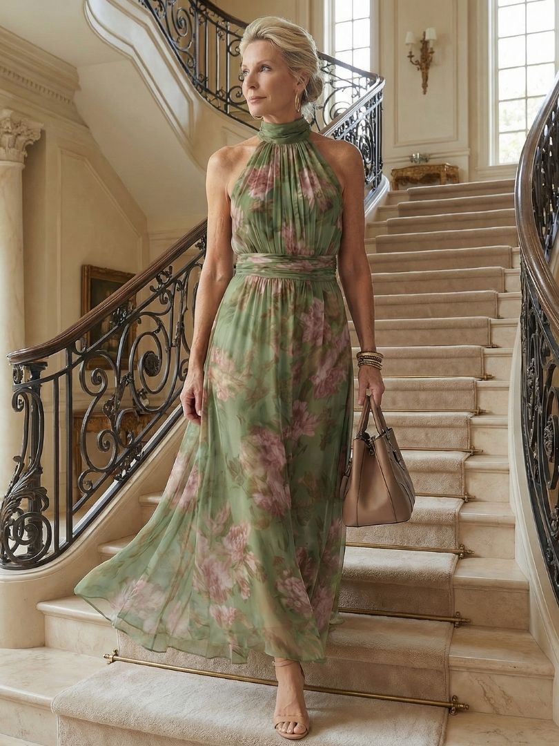 DELILAH HALTER MIDI DRESS